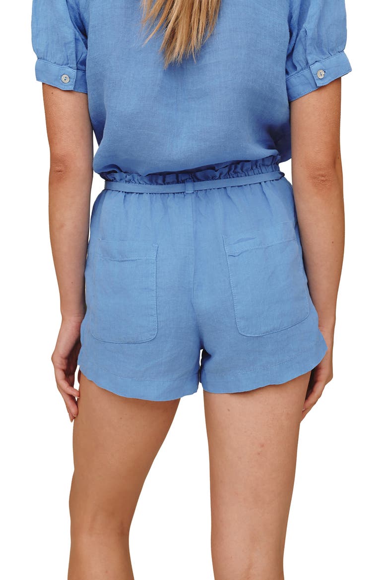 Pleat Tie Linen Shorts, Alternate, color, OCEAN BLUE