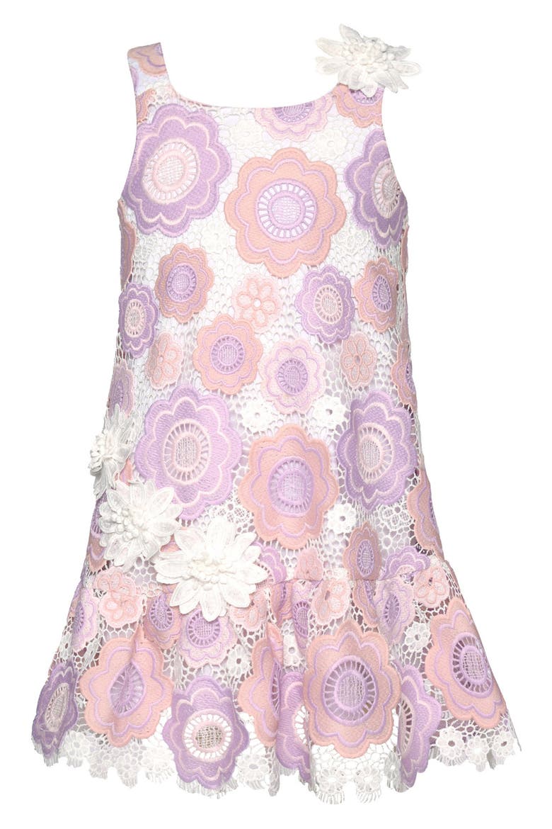Kids' Flower Lace Dress, Main, color, PURPLE MULTI