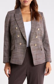 Tahari ASL Plaid Double Breasted BlazerPlaid Double Breasted Blazer