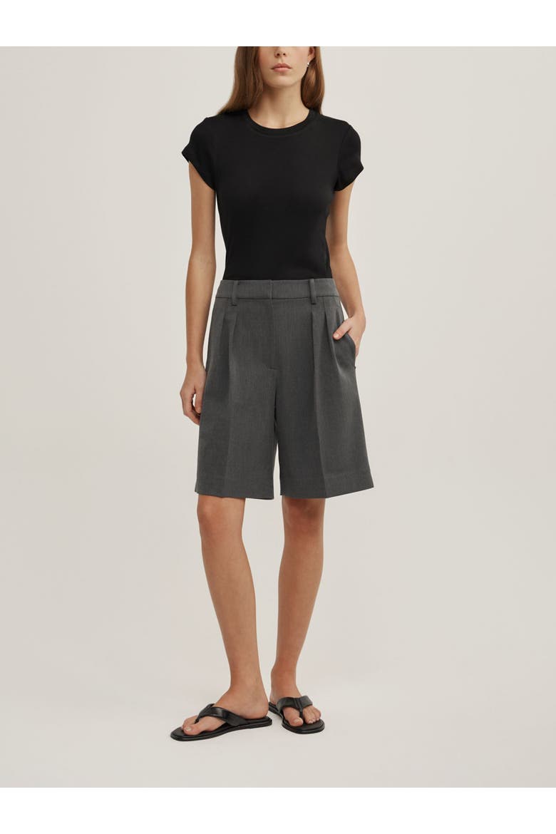 Bermuda High Waisted Tailored Shorts, Alternate, color, Charcoal