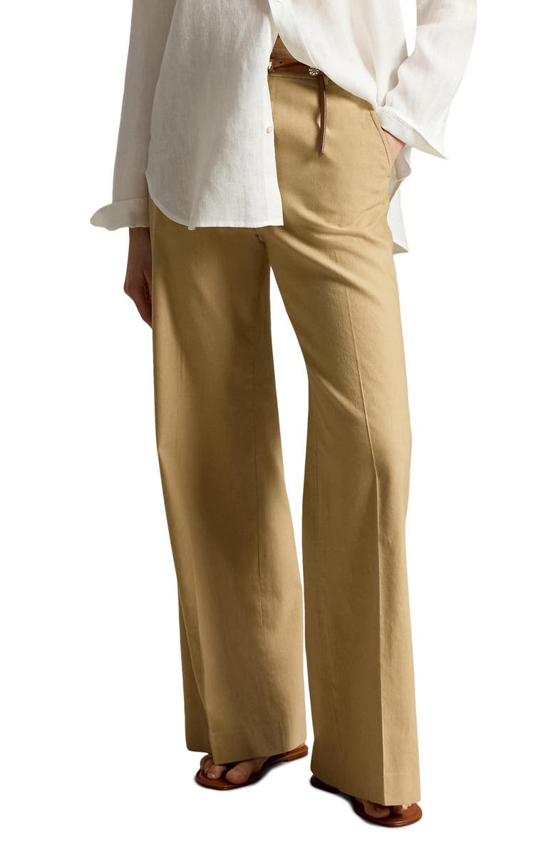 Polo Ralph Lauren Beaton Wide Leg Pants, Main, color, Beige