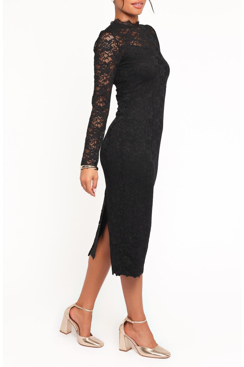 Davina Long Sleeve Midi Dress, Alternate, color, BLACK
