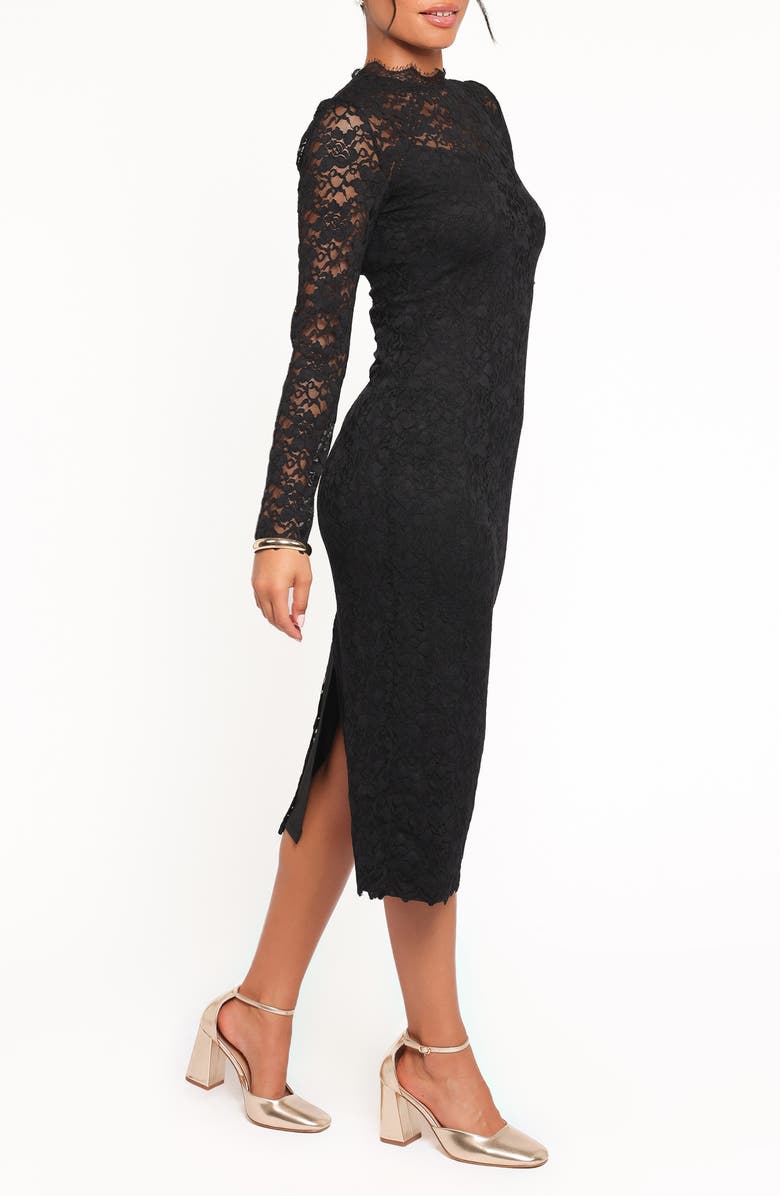 Petal & Pup Davina Long Sleeve Midi Dress, Alternate, color, Black