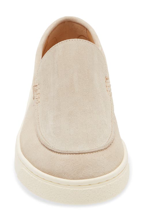 Brunello Cucinelli Chevron Embossed Suede Loafer In Neutral