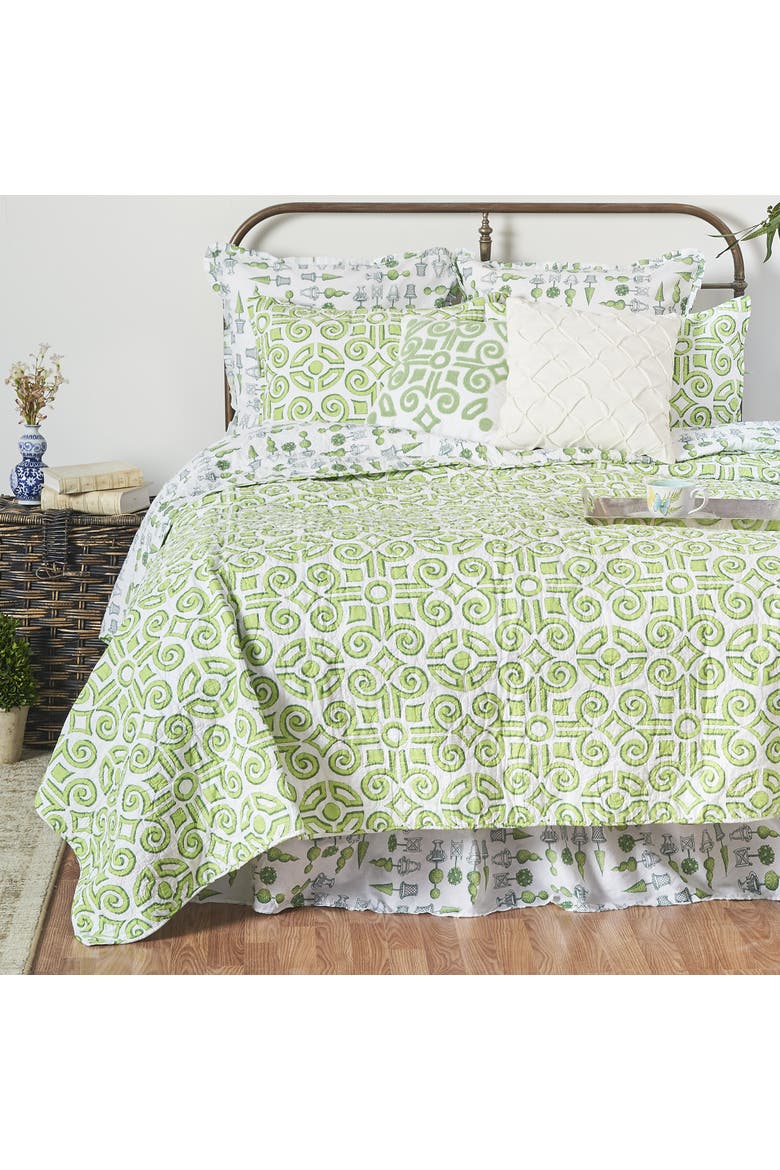 20" x 26" Boxwood Abbey Green Garden Cotton Standard Sham - Machine Washable, Alternate, color, Green
