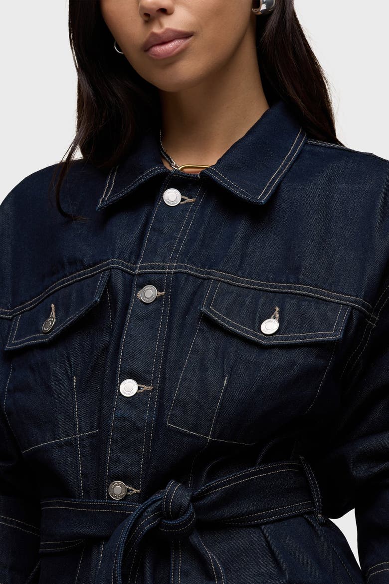 Anya Belted Denim Jacket, Alternate, color, RINSE