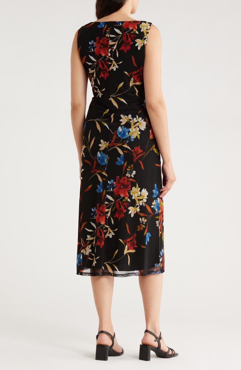 Connected Apparel Sleeveless Twist Waist Mesh A-Line Dress, Alternate, color, Spice