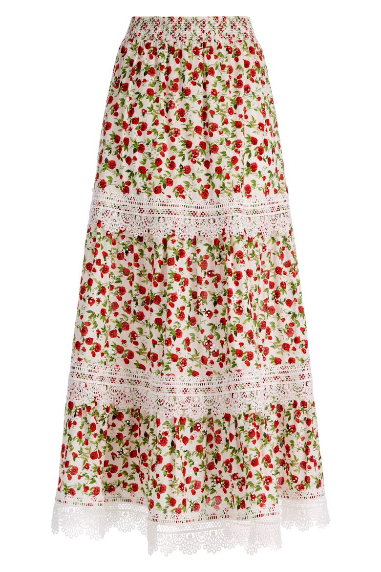 Reise Embroidered Tiered Maxi Skirt, Alternate, color, SUMMER POPPY SM