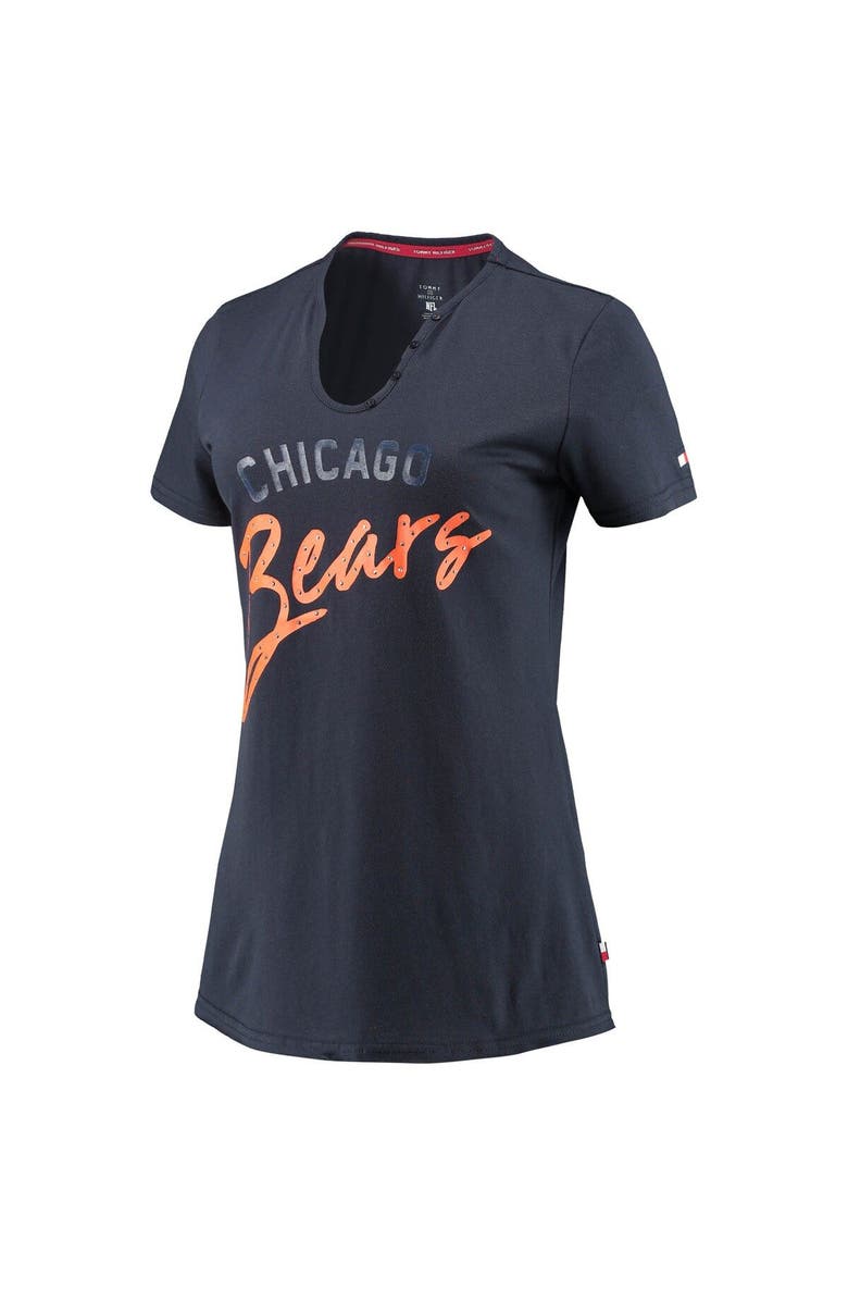 Tommy Hilfiger Women's Tommy Hilfiger Navy Chicago Bears Riley V-Neck T-Shirt, Alternate, color,