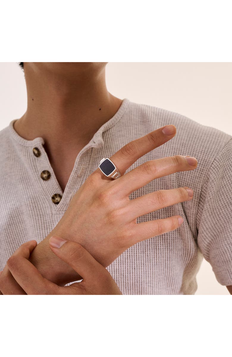 John Hardy Men's Onyx Signet Ring, Alternate, color, Silver