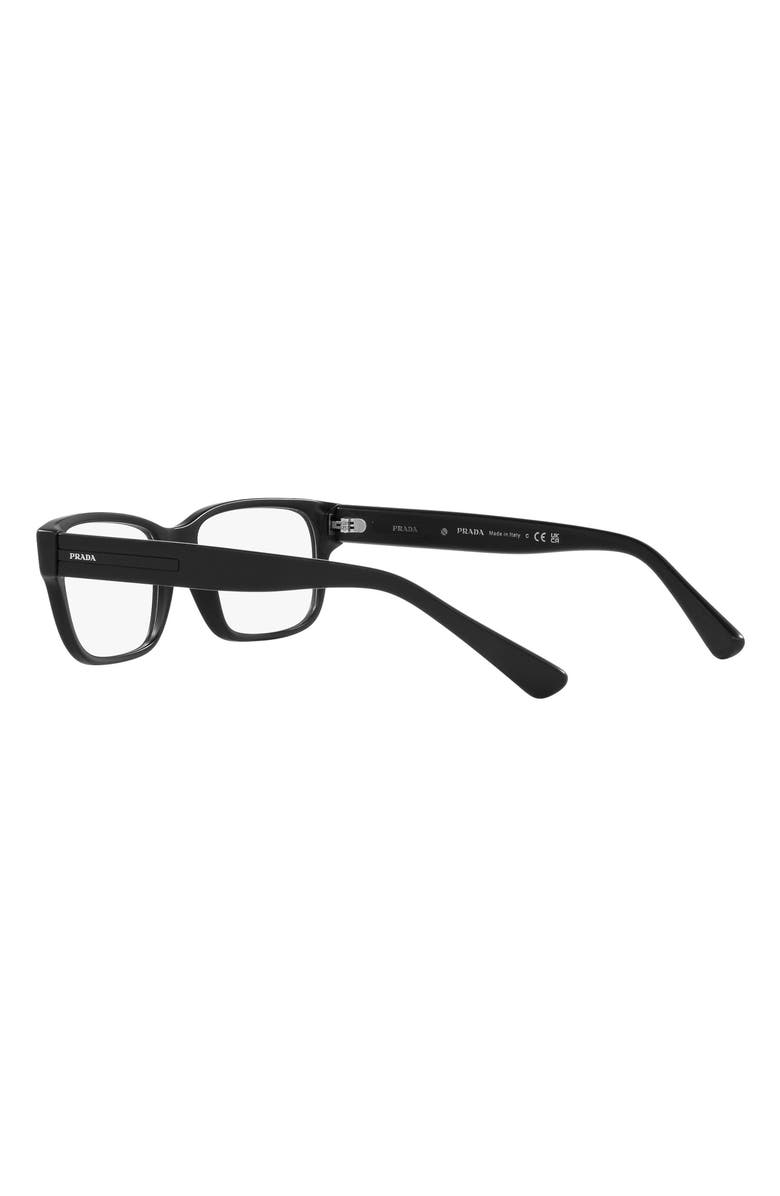 Prada 56mm Rectangular Optical Glasses, Alternate, color, Matte Black