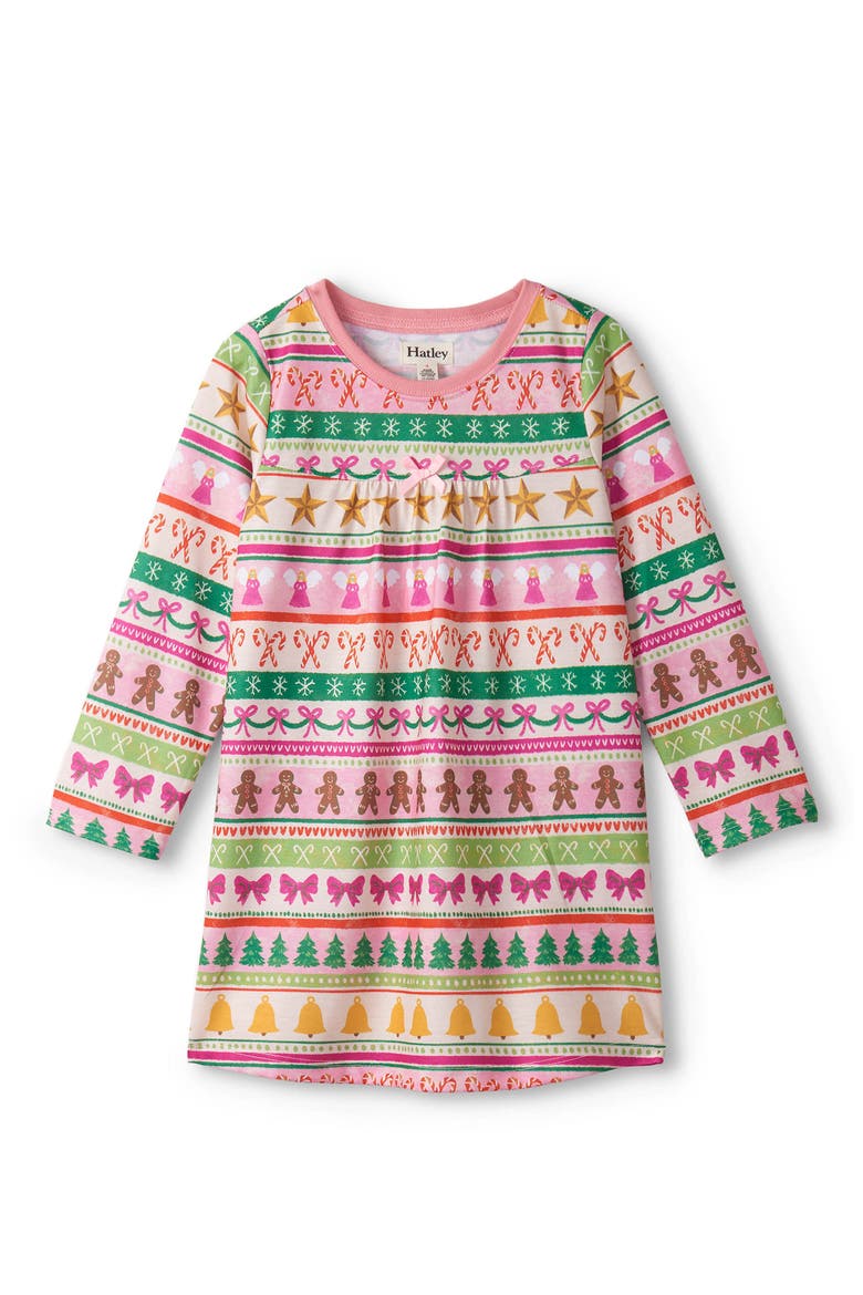 Kids' Fun Fair Isle Long Sleeve Nightgown, Main, color, PINK