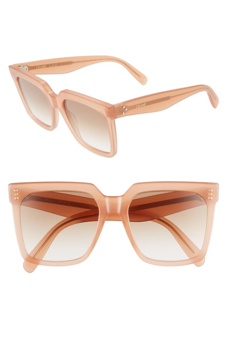 55mm Gradient Square Sunglasses, Main, color, SHINY PINK/ GRADIENT BROWN