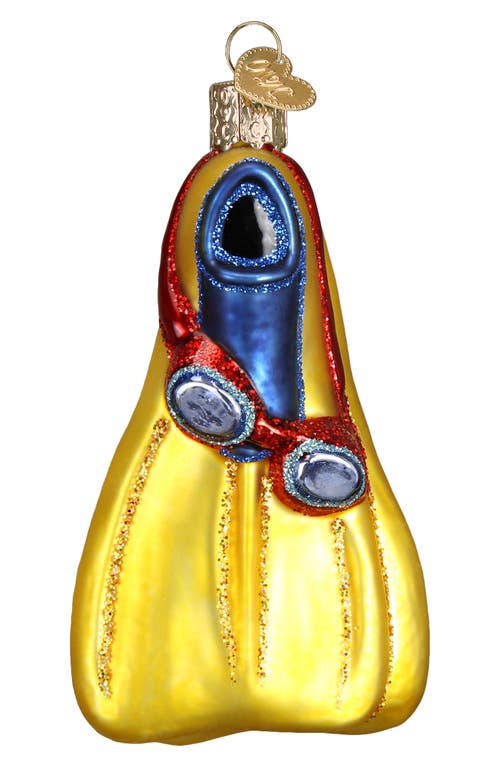 Old World Christmas Swim Fins Glass Ornament in Yellow/Blue/Red 