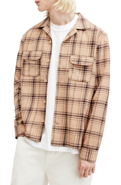 Allsaints Wendel Checked Relaxed Fit Shirt In Bramble Pink