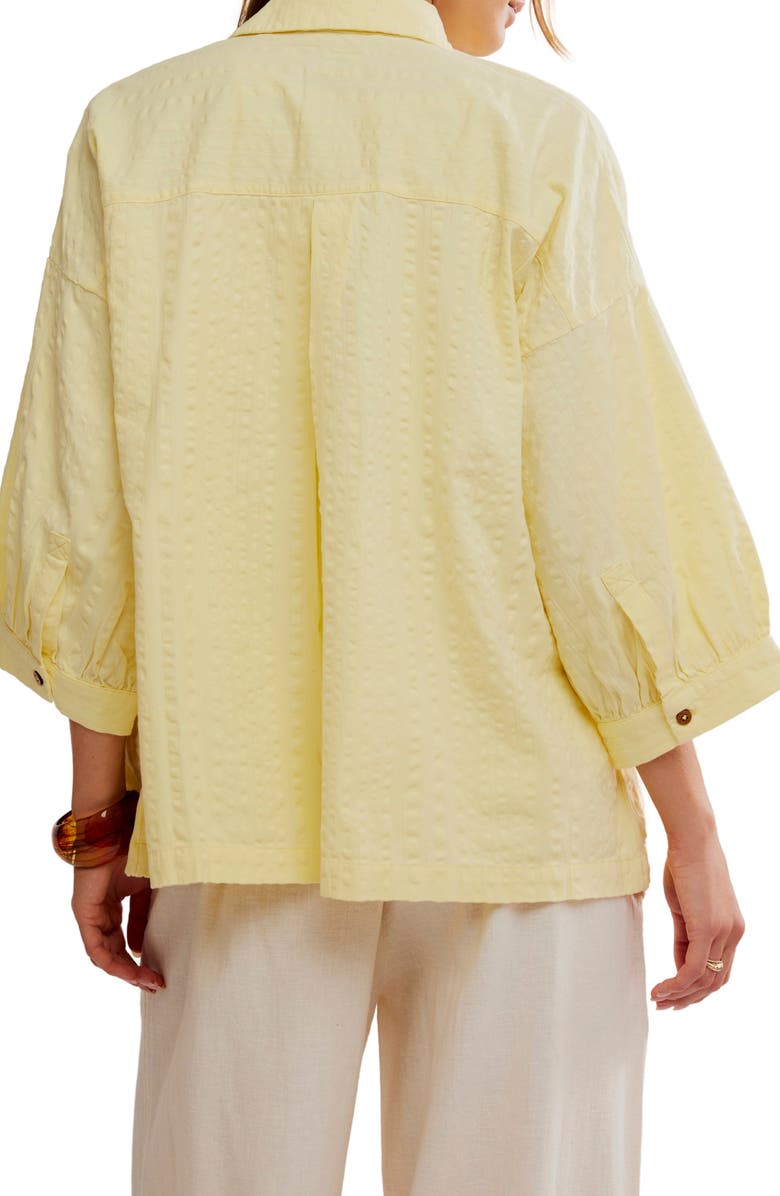 Free People Just Like Me Relaxed Fit Cotton Seersucker Button-Up Shirt, Alternate, color, Banana Cream