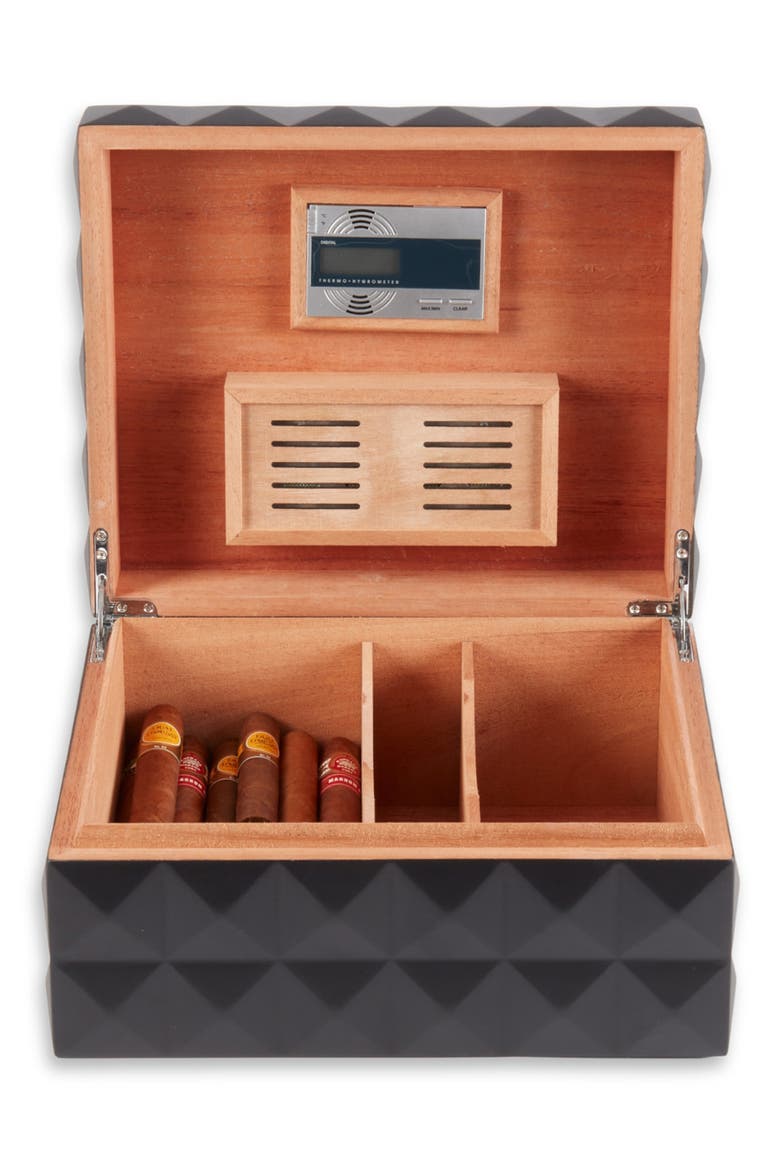 Pyramid Cigar Humidor, Alternate, color, BLACK