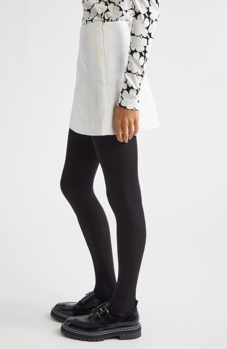 Marimekko Kirjasto Unikko Jacquard A-Line Faille Miniskirt, Alternate, color, White Light Grey