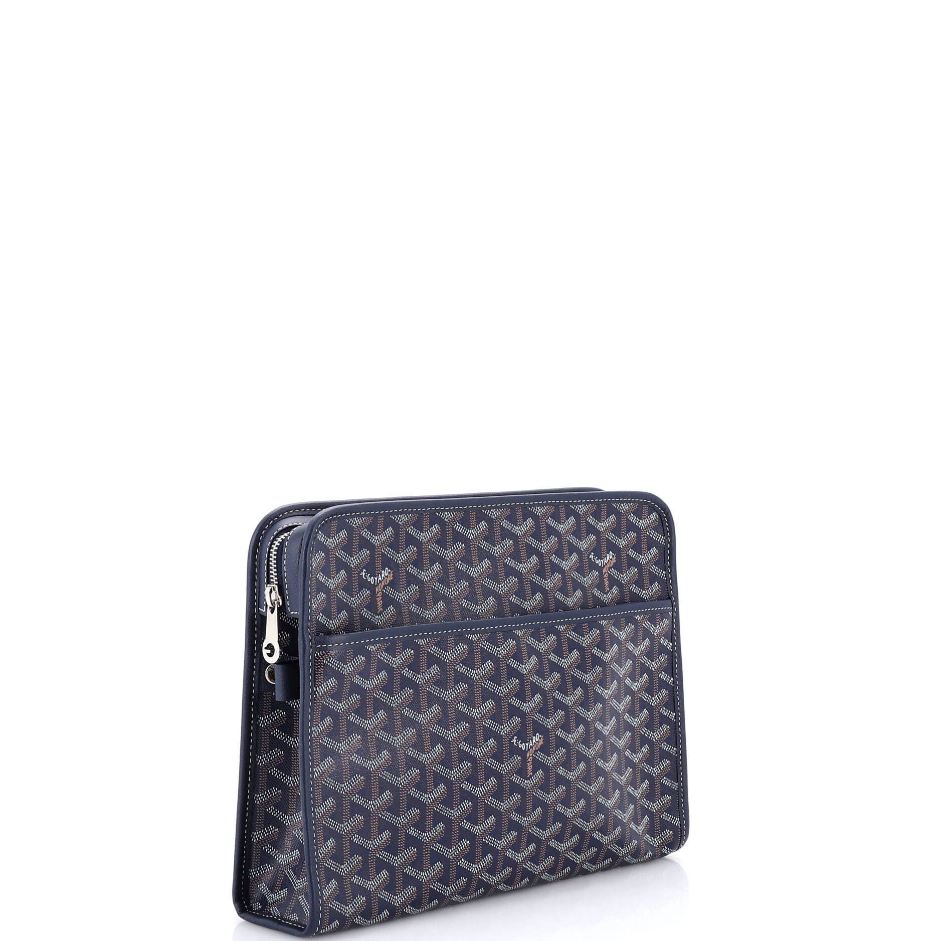 Pre-Owned Goyard Jouvence Toiletry Pouch Coated Canvas GM, Alternate, color, Blue
