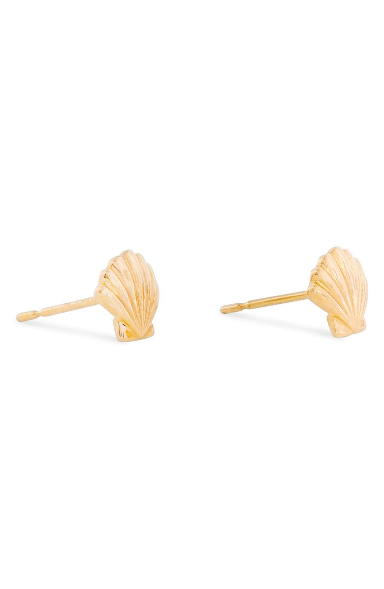 STONE AND STRAND Shell Stud Earrings, Alternate, color, Yellow Gold