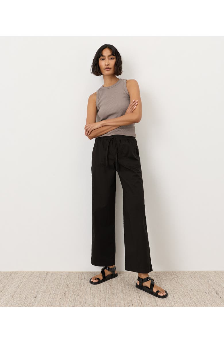 Pact Organic Cotton Stretch Poplin Wide Leg Pant, Alternate, color, Black