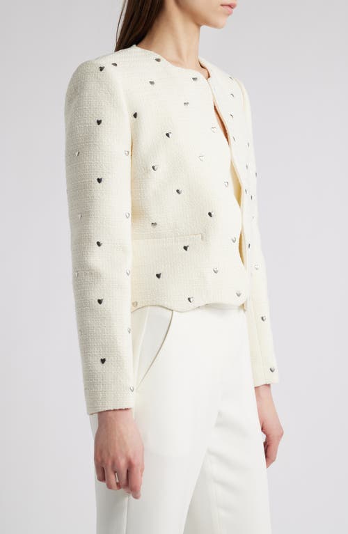 Shop Elie Tahari The Celia Heart Tweed Jacket In Soft White