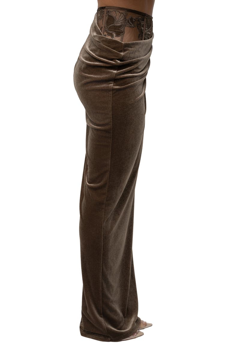 Velvet & Lace Maxi Skirt, Alternate, color, BROWN
