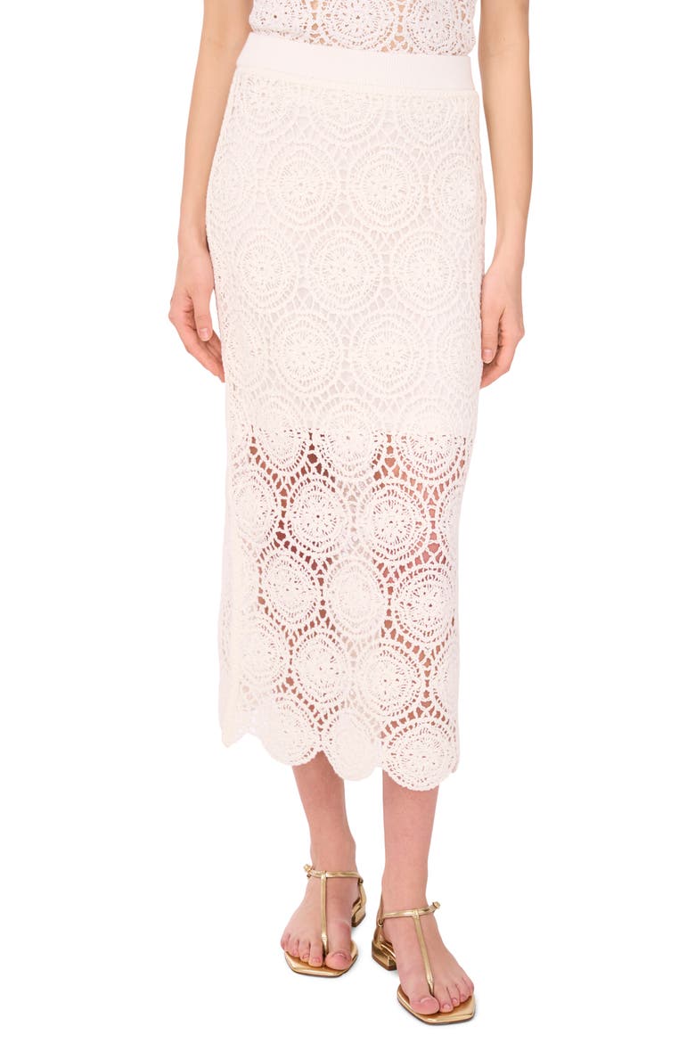 Crochet Stitch Cotton Midi Skirt, Main, color, ANTIQUE WHITE