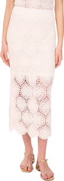 1.STATE Crochet Stitch Cotton Midi Skirt