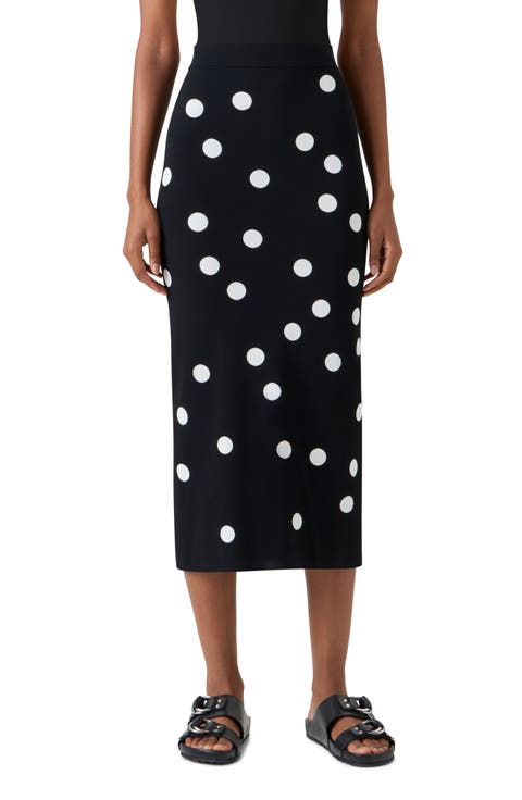 Polka Dot Jacquard Knit Pencil Skirt