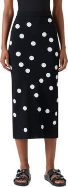 Akris punto Polka Dot Jacquard Knit Pencil Skirt