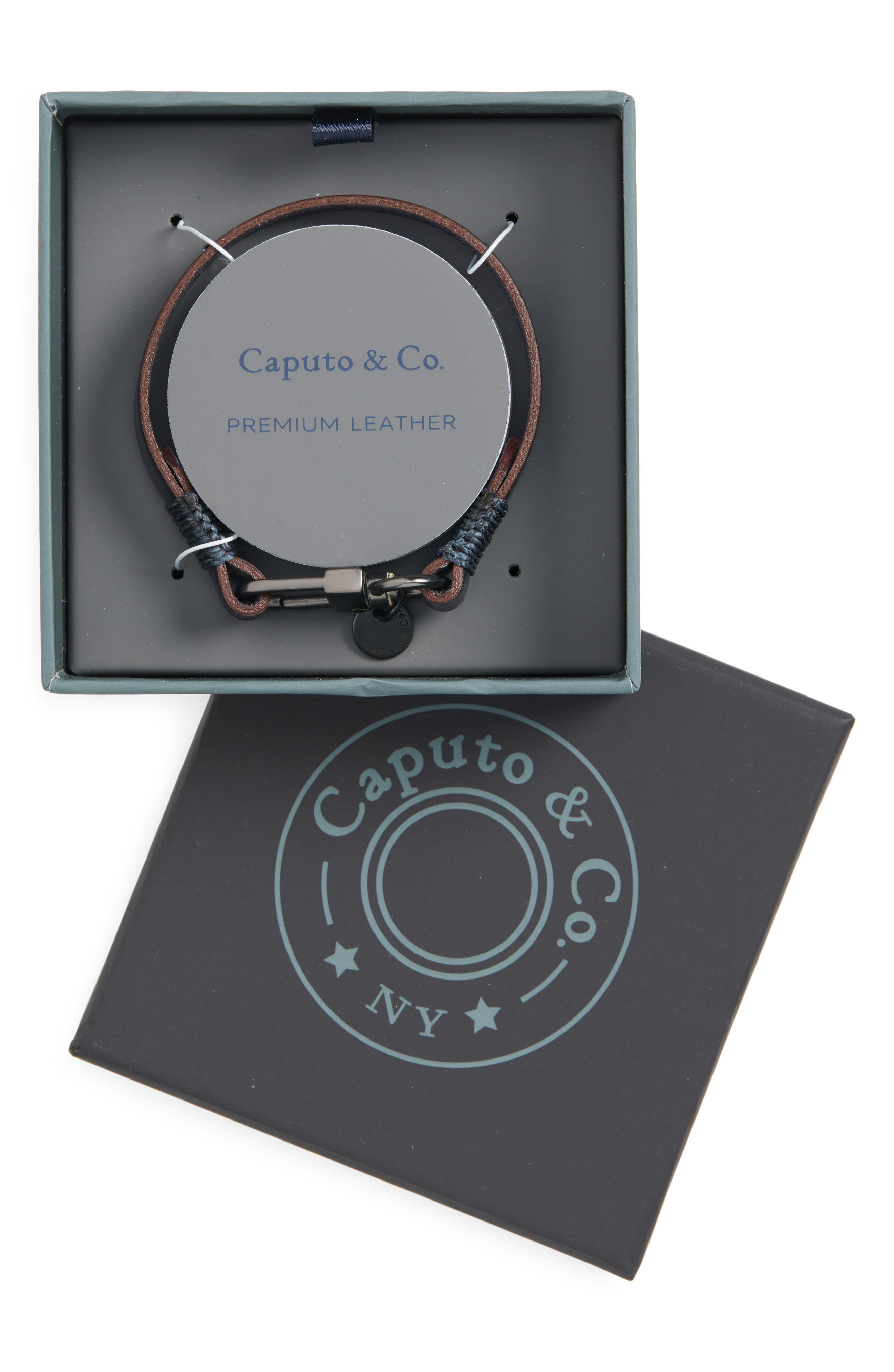 Caputo & Co. Men's Contrast Edge Leather Bracelet
