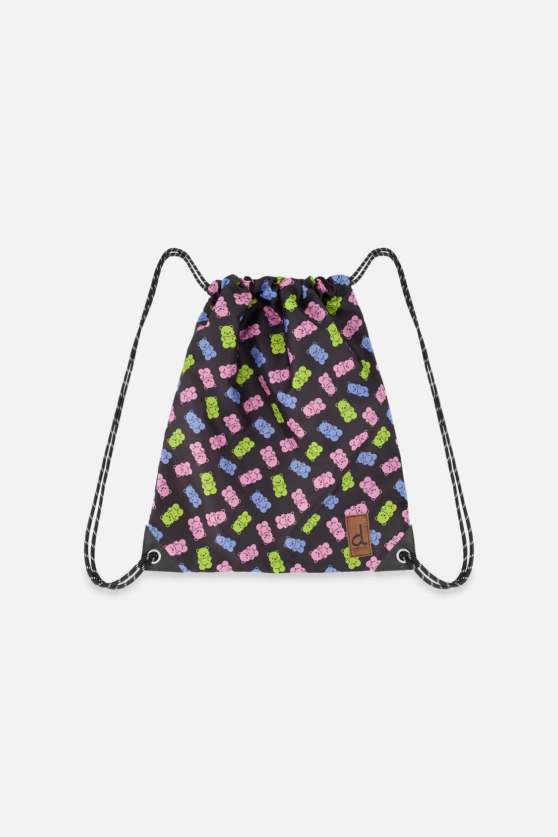 Gummy Bears Lightweight Durable Drawstring Bag, Main, color, Black Printed Gummy Bears