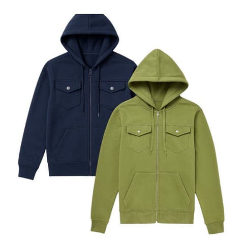 2 Pack Mens Heavyweight Zip Hoodie Jacket