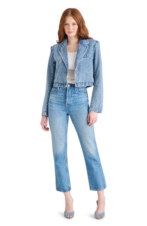 Steve Madden Tarin Crop Denim Blazer In Acidwash Denim