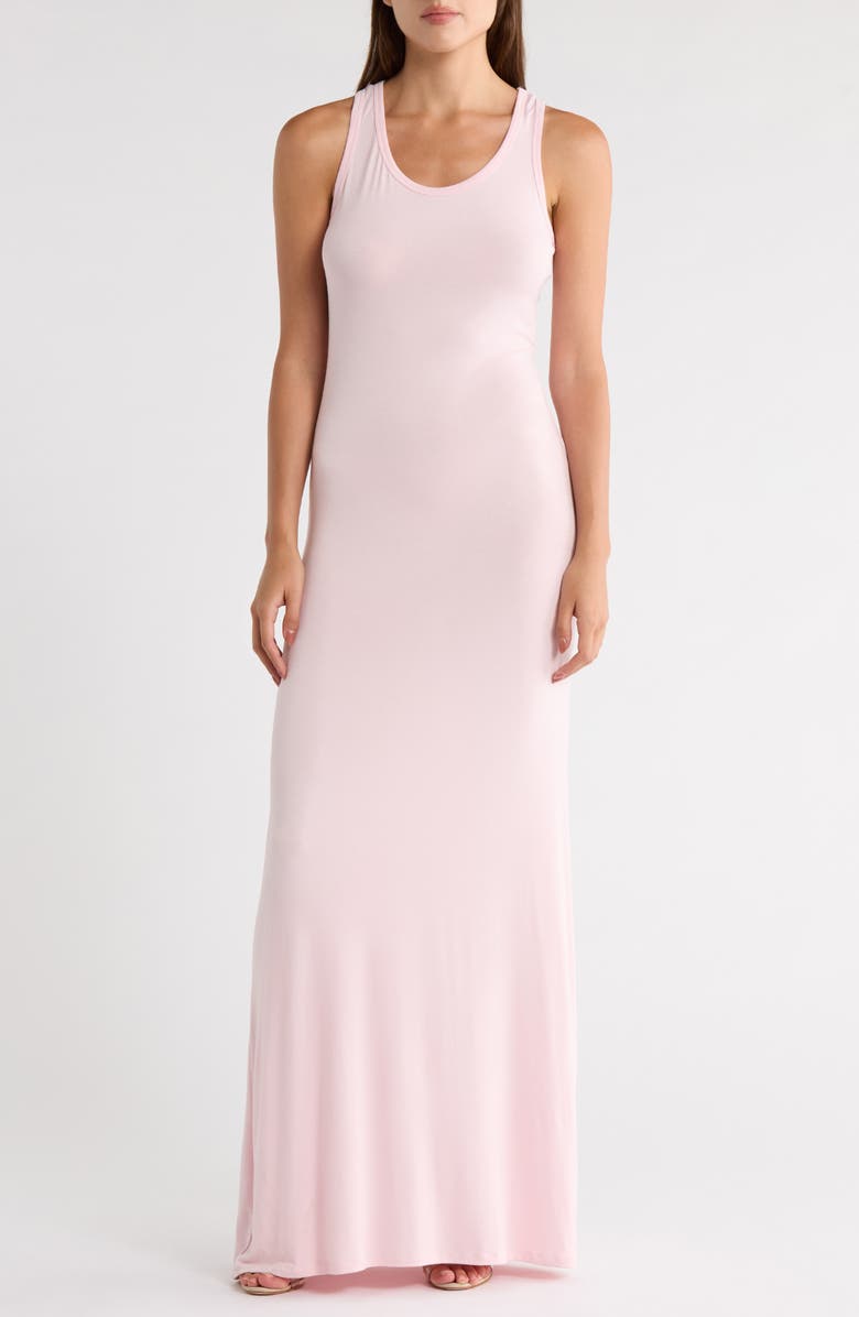 GO COUTURE Ribbed Maxi Tank Dress, Main, color, Salmon Pink Rib