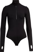 Commando Zip Long Sleeve Scuba Knit Thong Bodysuit