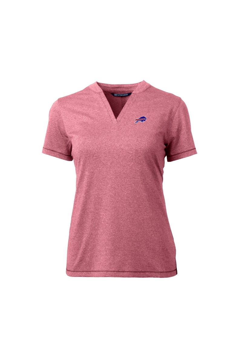 Women's Cutter & Buck Heather Red Buffalo Bills Forge Stretch Blade Polo, Alternate, color, Heather Red