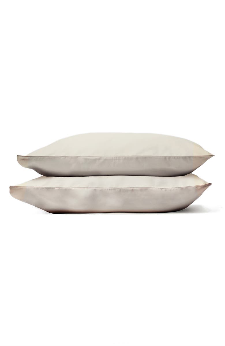 Sijo Set of 2 400 Thread Count Organic Cotton Percale Pillowcases, Main, color, Fog
