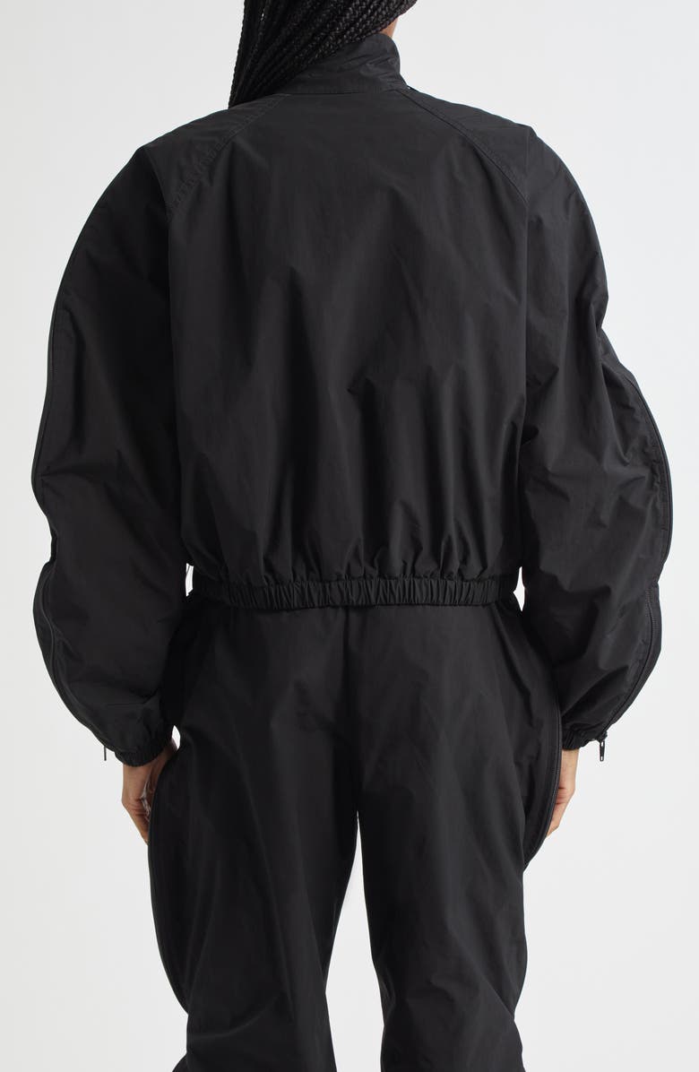 Alexander Wang Zip Sleeve Oversize Crop Track Jacket, Alternate, color, Black