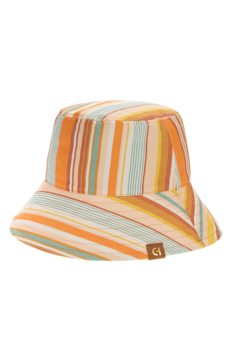 Cole Haan Riviera Stripe Bucket Hat, Main, color, Orange Multi