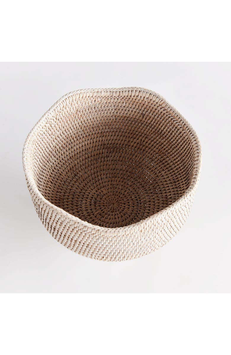 Napa Home & Garden 9.25" x 10.75" Woven Burma Rattan Scalloped Edge Decorative Footed Cachepot Planter, Alternate, color, White