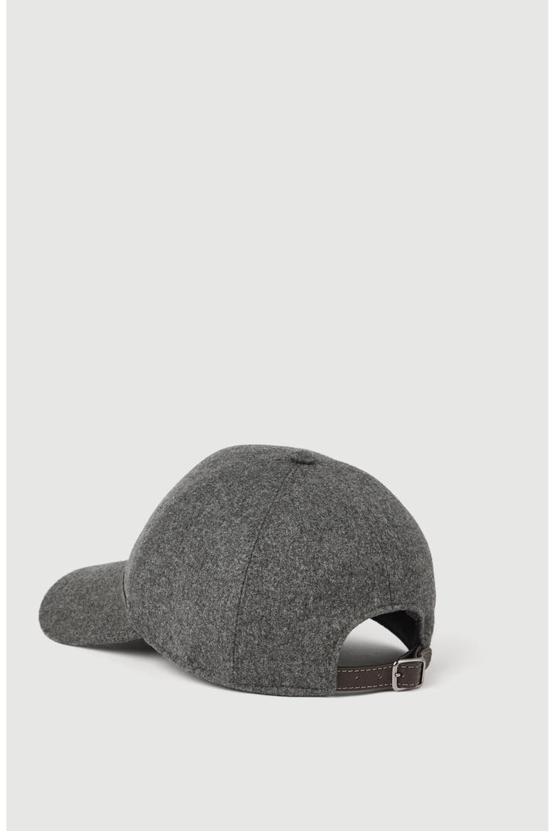 Virgin wool and cashmere flannel baseball cap with shiny band, Alternate, color, Dark Grey
