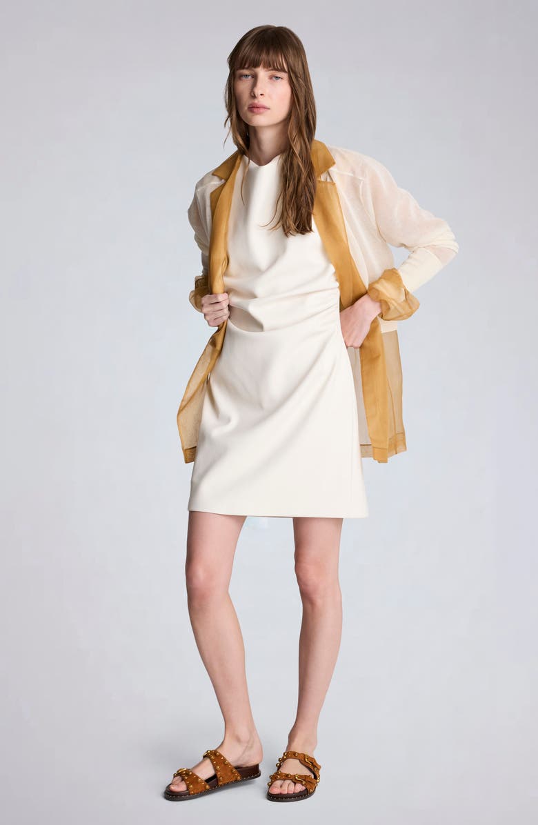 Kenneth Cole Ruched Faux Leather Minidress, Alternate, color, Oyster