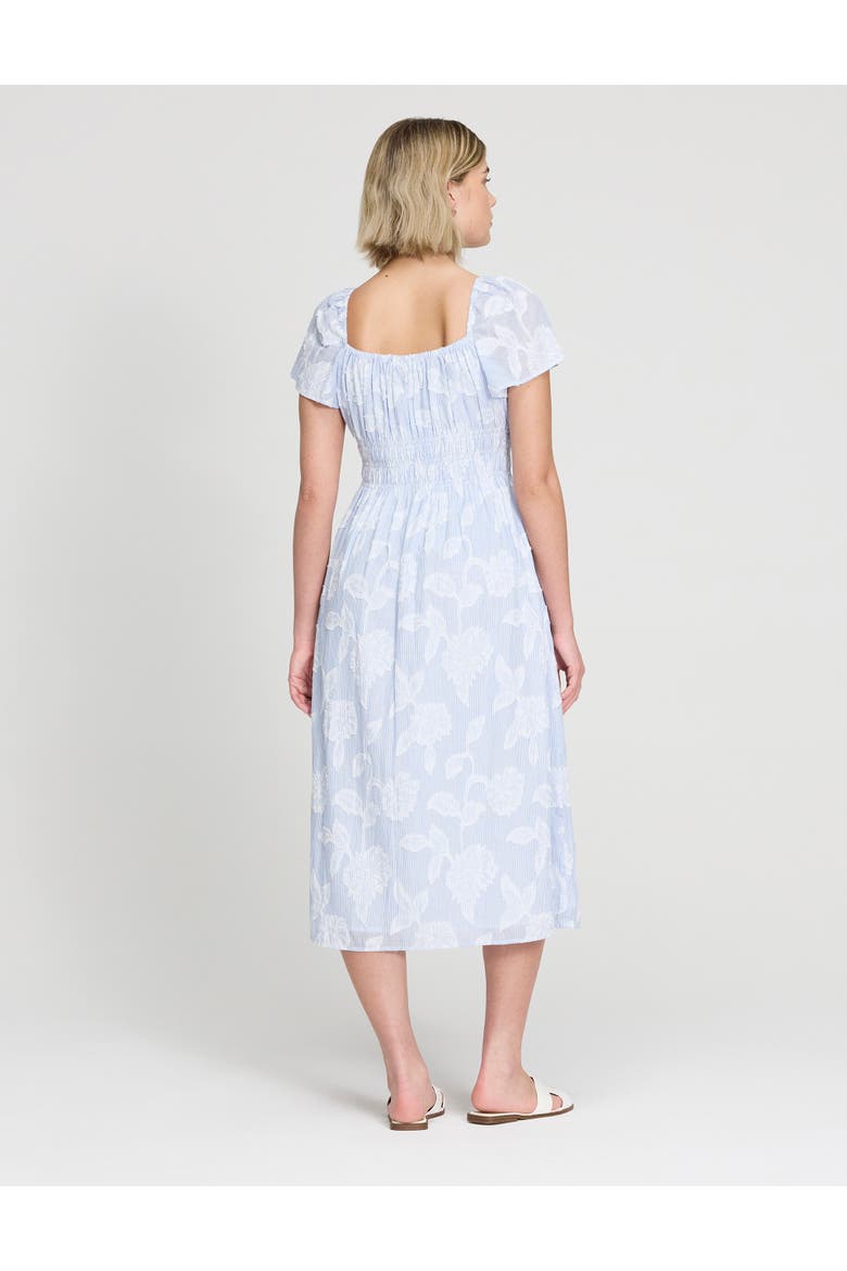Maia Elasticated Waist Midi Dress, Alternate, color, Blue Floral Stripe