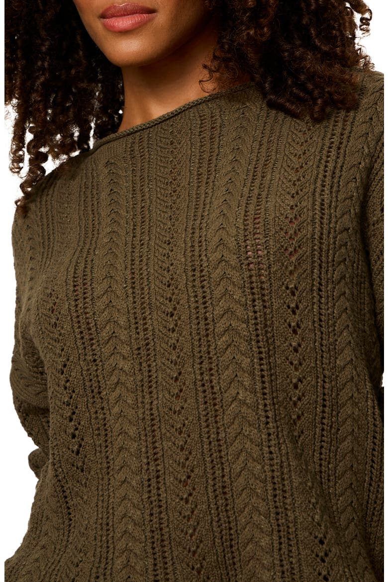 Cable Stitch Cotton Sweater, Alternate, color, GREEN