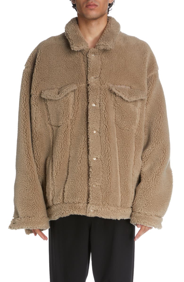 Balenciaga Oversize Faux Shearling Trucker Jacket, Main, color, 