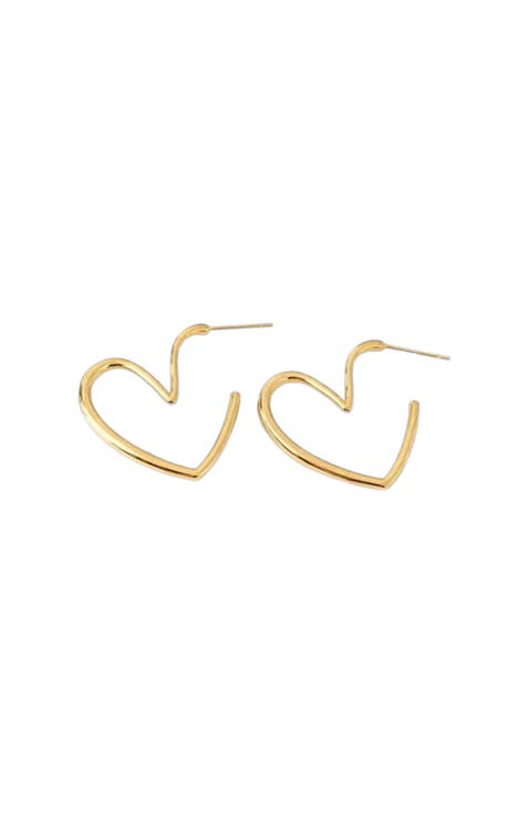 Heart Gold Hoops