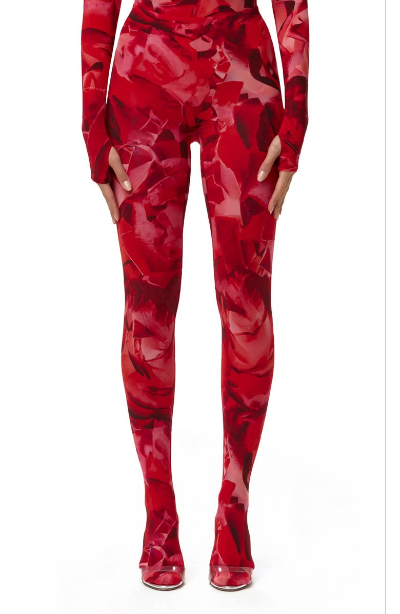 Naked Wardrobe Bare Body Printed Closed Toe Leggings, Main, color, Rouge Rose