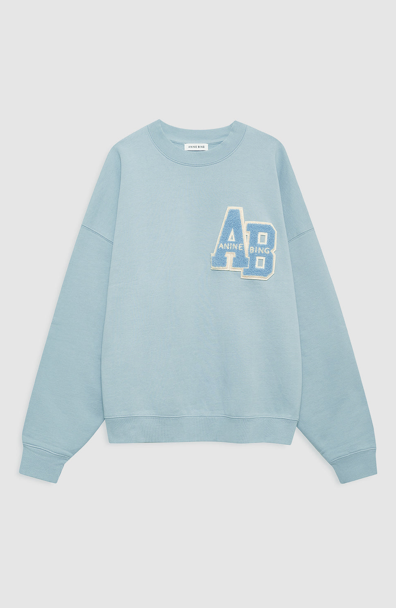 ANINE BING Miles Oversized Sweatshirt Letterman, Alternate, color, Pastel Blue
